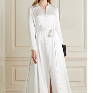 SEMSEM Belted crystal-embellished silk-satin gown White